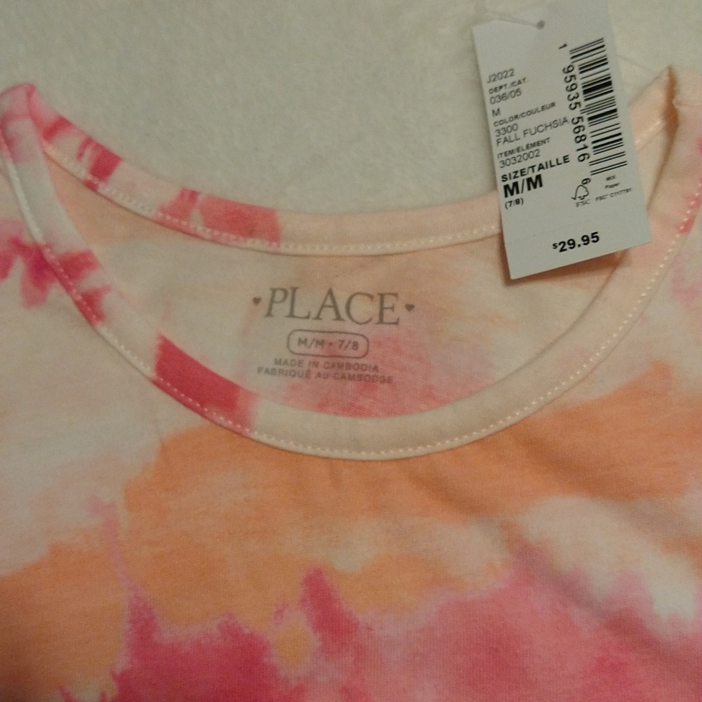 Children's Place orange tie-dye tank with knotted waist size medium … - Picture 2 of 2